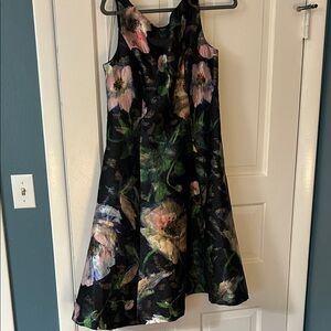 Adrianna Papell Multicolor Floral Midi Dress